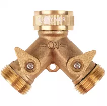  Przyłącze kranowe - mosiężny rozdzielacz 2-drożny z zaworami kulowymi Khayner Garden - X6BBS