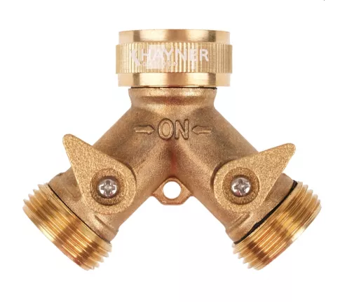 Przyłącze kranowe - mosiężny rozdzielacz 2-drożny z zaworami kulowymi Khayner Garden - X6BBS
